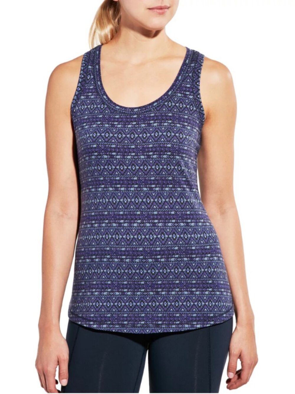 CALIA Everyday blue patterned Jersey Mesh Back Tank Top size M